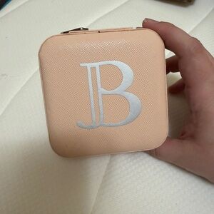 Peach Jewelry Case with Silver Monogram